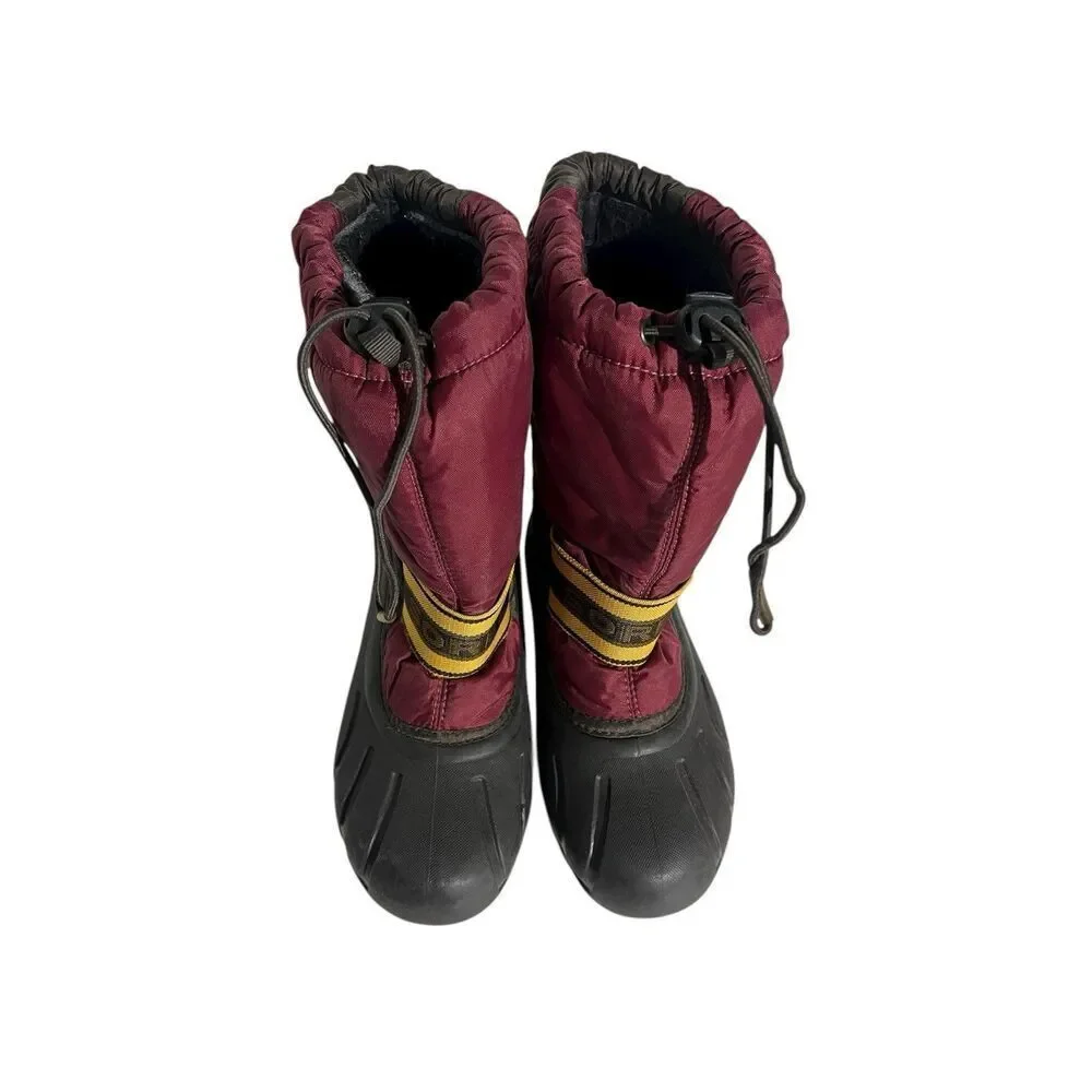 SOREL Cub Youth Kids Brown Maroon Insulated Waterproof Winter Snow Boots /US 4